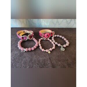 Rustic Cuff 5pc Bracelet Stack Hot Pink & Silver Animal Print Set